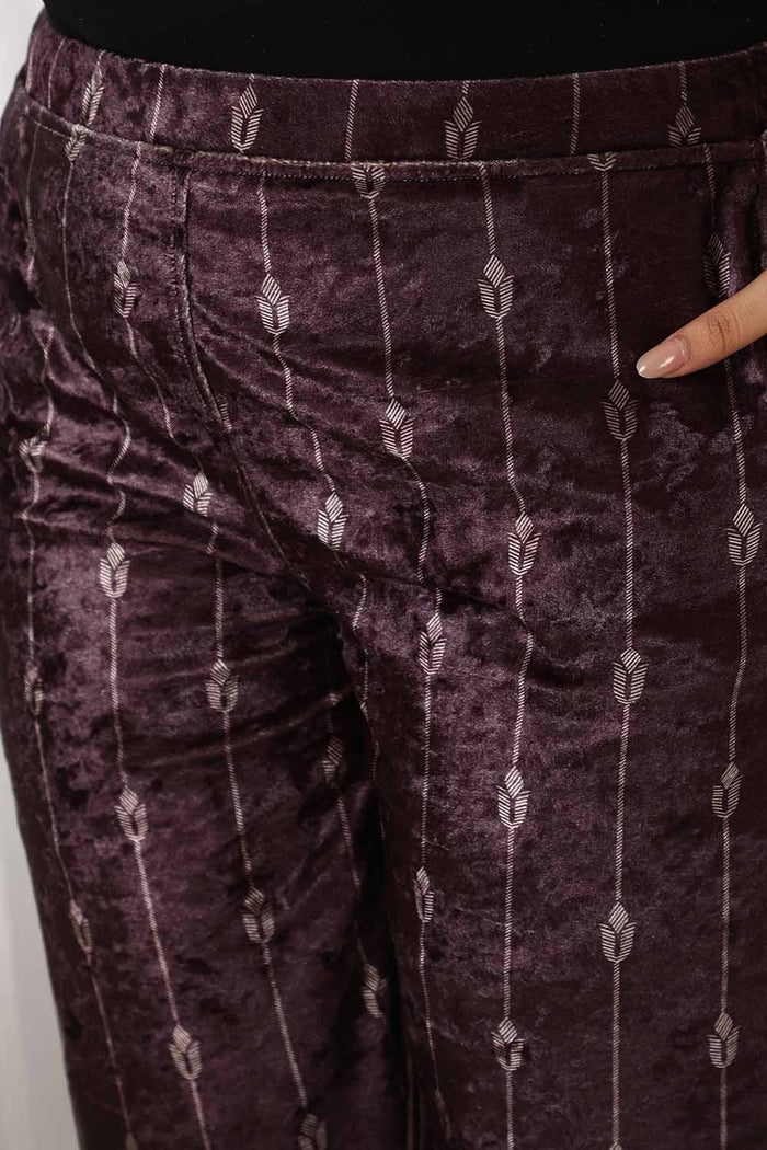 Comfortable Plus Size Purple Velvet Coord Set