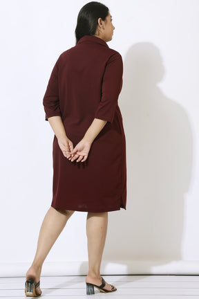 Plus Size Wine Polo Dress