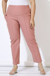 Plus Size Dusty Pink Crease Seam Tummy Tucker Pants