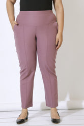 Plus Size Dusty Lilac Crease Seam Tummy Tucker Pants