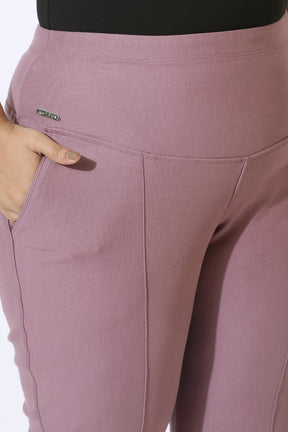 Plus Size Dusty Lilac Crease Seam Tummy Tucker Pants