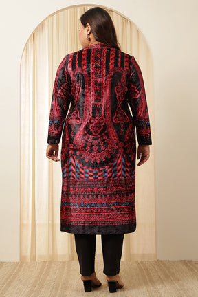 Plus Size Black Red Velvet Kurta