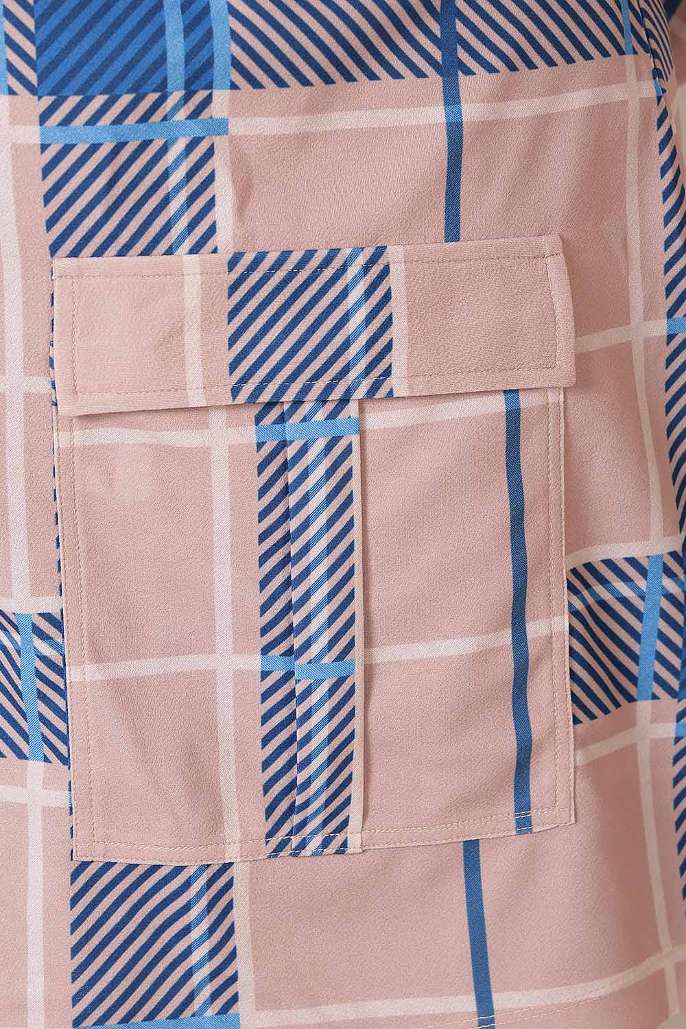 Comfortable Plus Size Pink Blue Checkered Coord Set