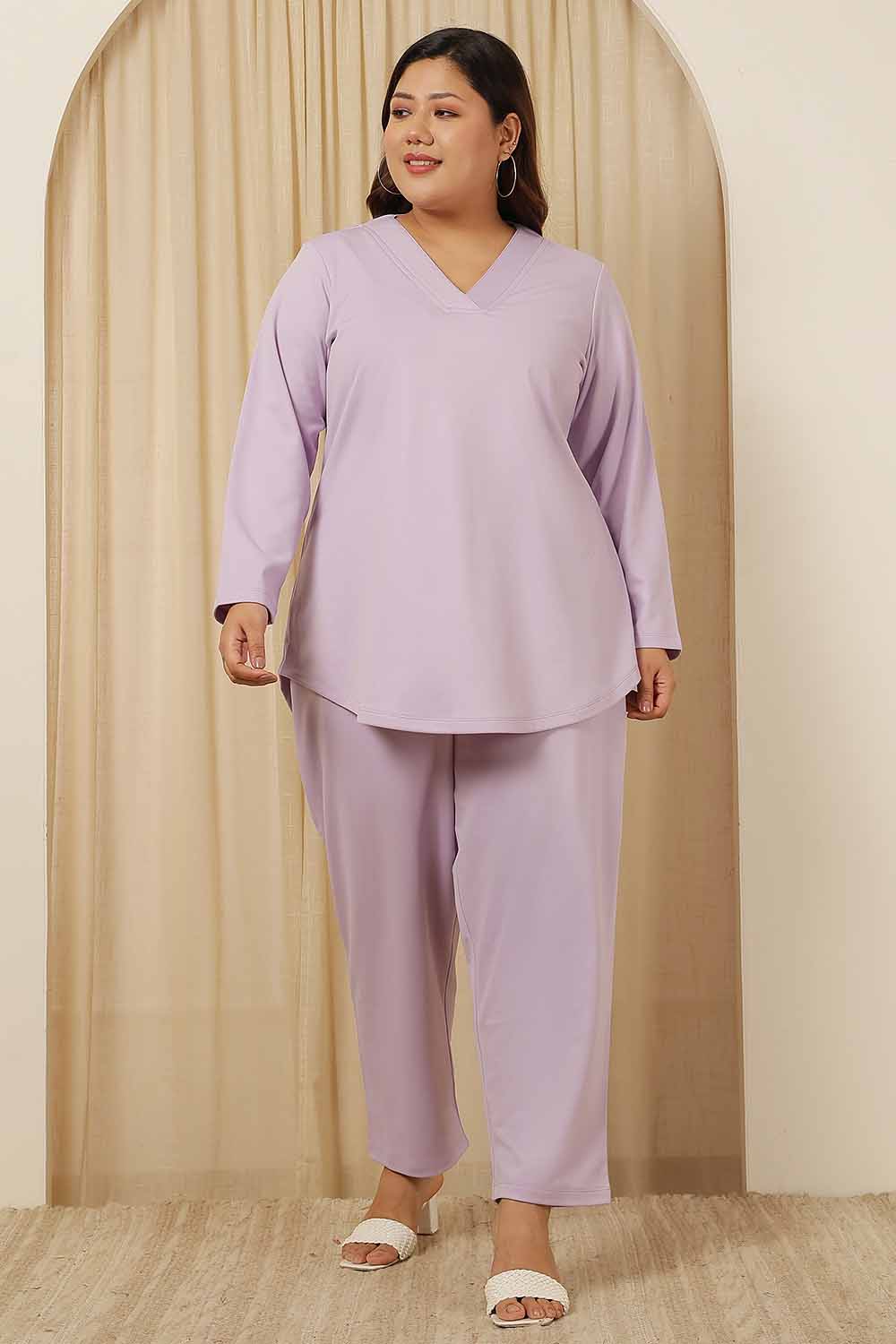 Plus Size Lavender Fleece Coord Set