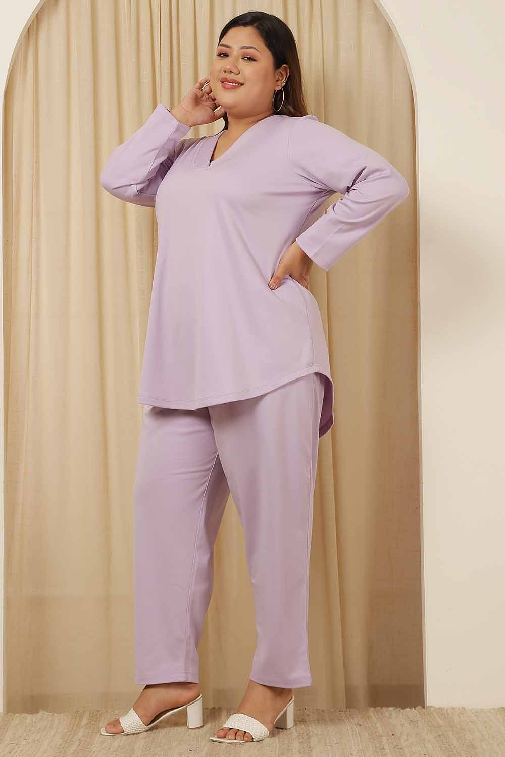 Plus Size Plus Size Lavender Fleece Coord Set