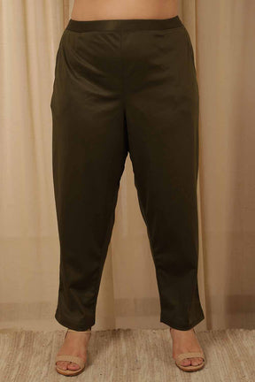 Plus Size Olive Warm Winter Fleece Pants