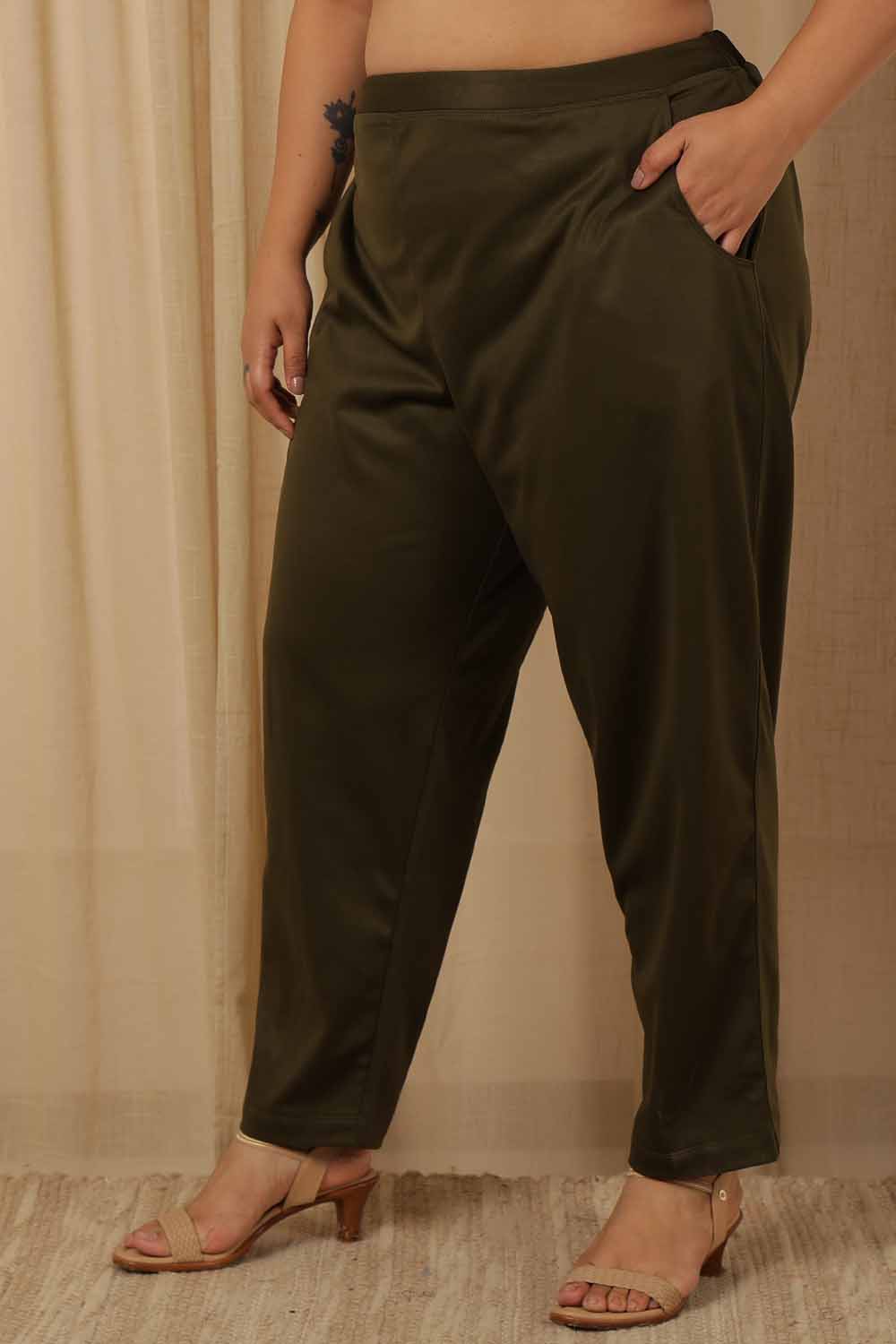 Plus Size Plus Size Olive Warm Winter Fleece Pants