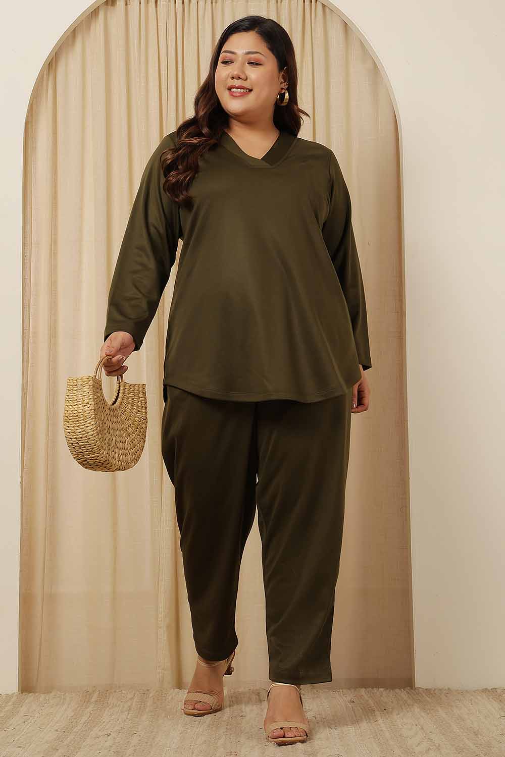 Plus Size Olive Fleece Coord Set