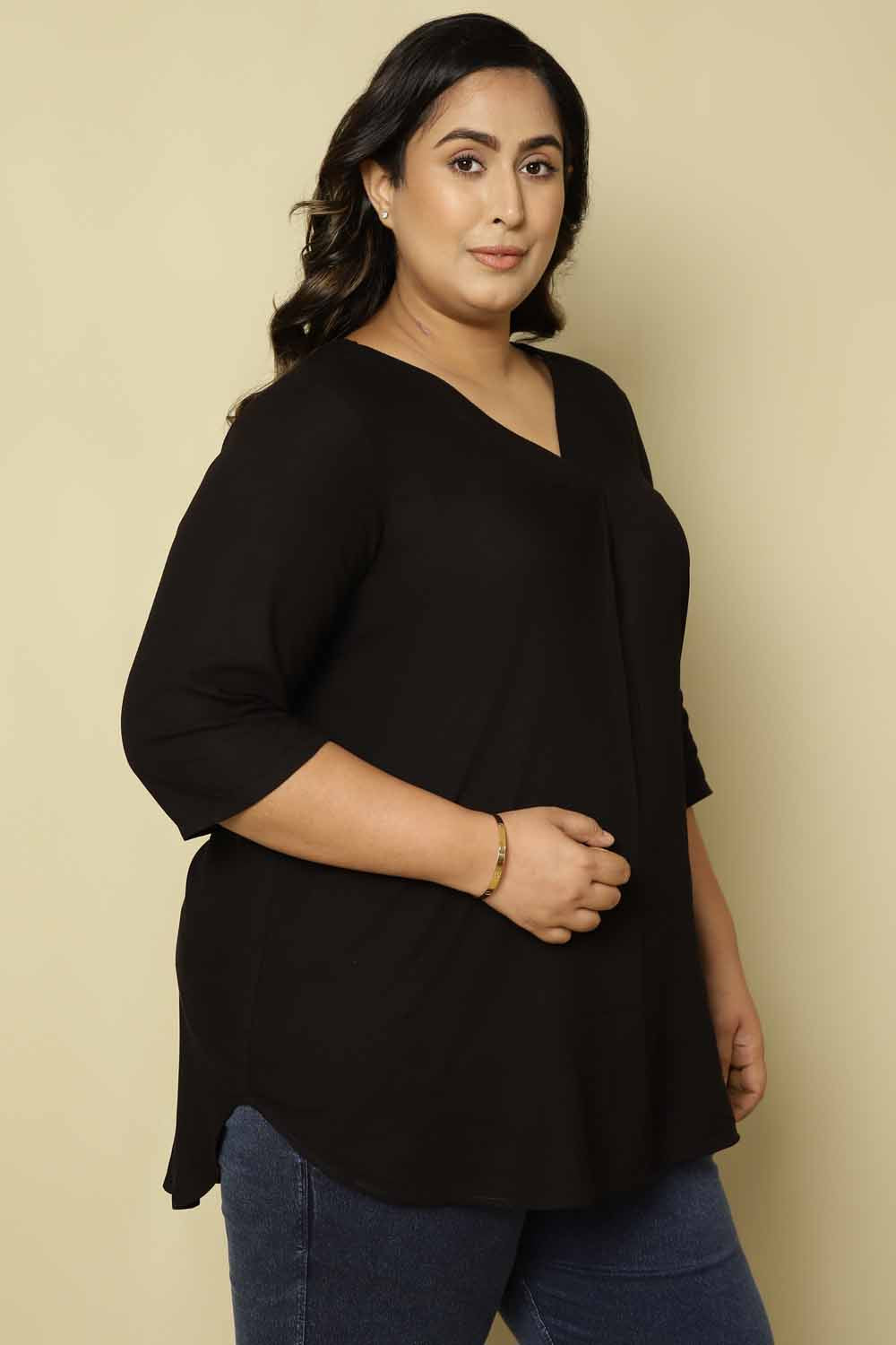 Comfortable Plus Size Black Top