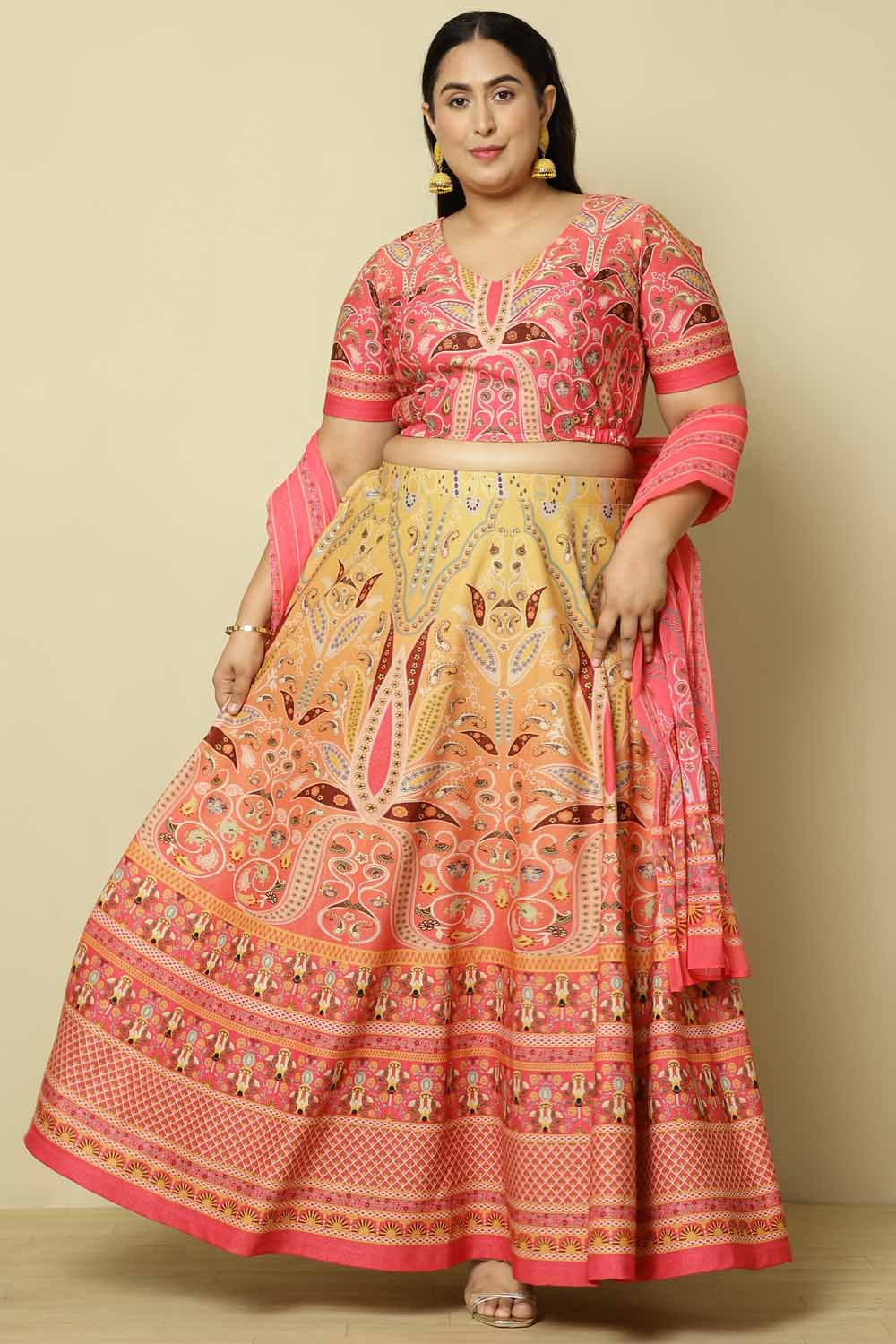 Plus Size Pink Sunset Ombre Lehenga