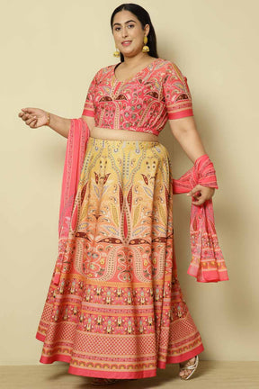 Plus Size Pink Sunset Ombre Lehenga