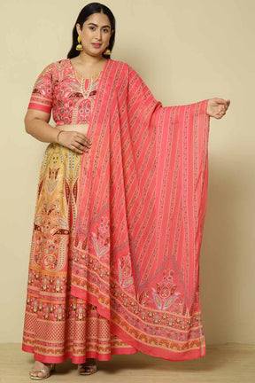 Plus Size Pink Sunset Ombre Lehenga