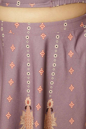 Plus Size Lilac Ethnic Print Lehenga