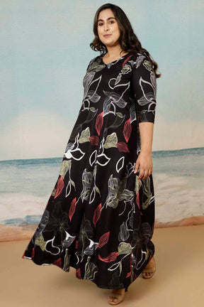 Black Floral Plus Size Dress