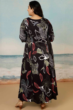 Black Floral Plus Size Dress