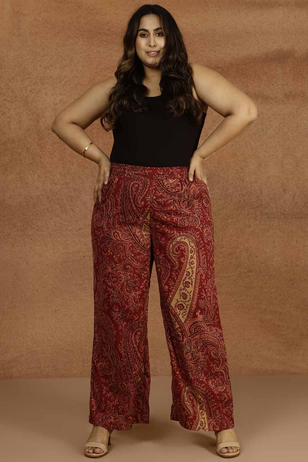 Georgette High Waist Palazzo Pant for Women, Wide Leg, Comfy Plus Size,  Casual & Party Wear