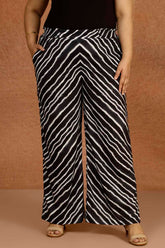 Plus Size Black Leheriya Printed High Waist Pants