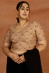 Plus Size Golden Pattern Readymade Blouse