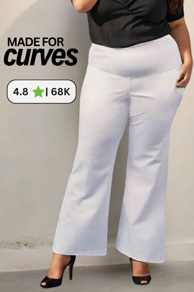 White Tummy Shaper Bell Bottom Pants