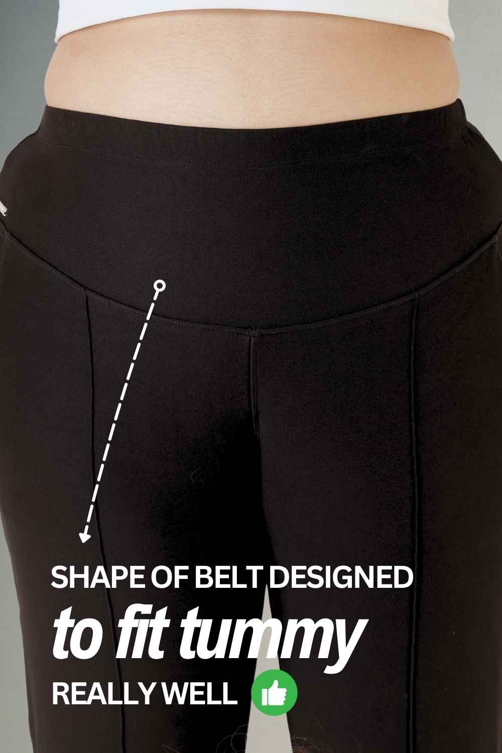 Plus Size Black Tummy Shaper Straight Fit Pants