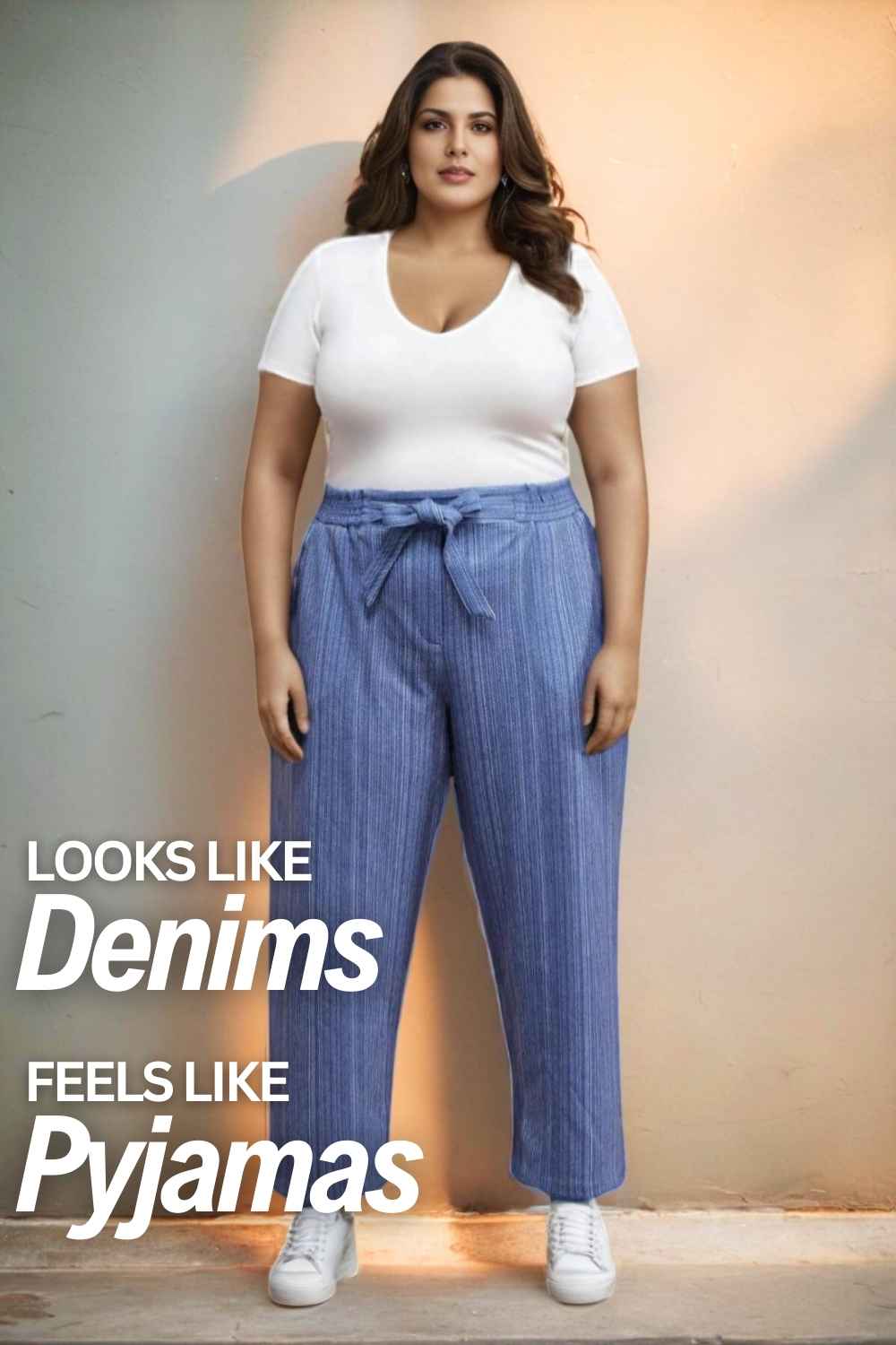 Plus Size Blue Denim Inspiration Pants