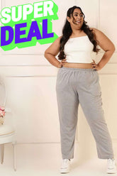 Plus Size Grey Cotton Track Pants