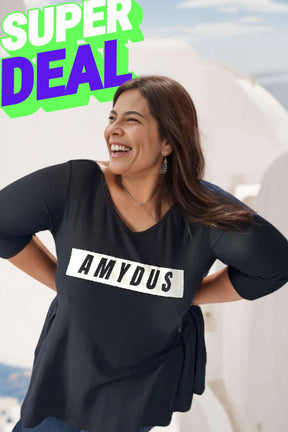 Self-Design A-Line Plus Size Black Top