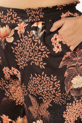 Plus Size Black Floral Kurta Coord Set