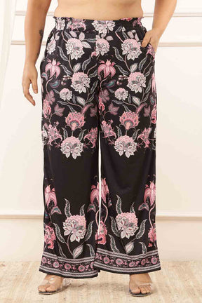 Plus Size Black Floral Kurta Coord Set