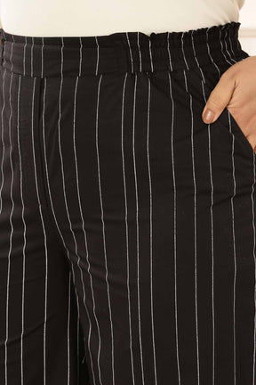 Plus Size Black Stripe Cotton Kurta Coord Set