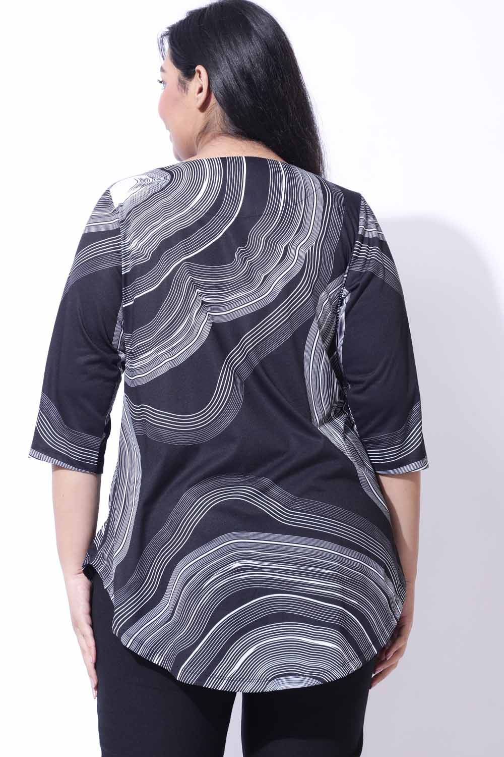 Plus Size Marble Print Centre Pleat Top