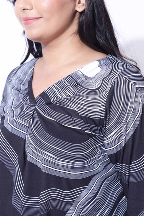 Plus Size Marble Print Centre Pleat Top