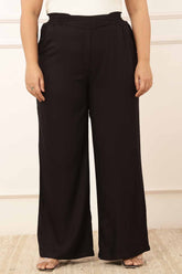 Plus Size Black Rayon Twill High Waist Pants