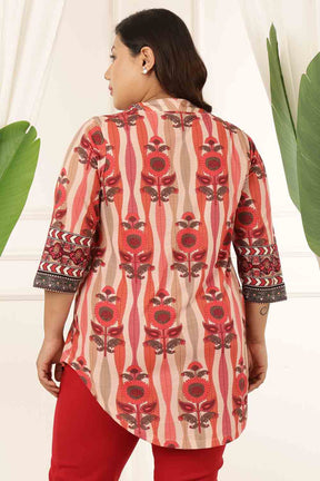 Plus Size Red Floral Motif Top