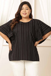 Plus Size Black Stripe Cotton Top