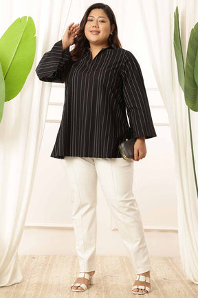 Plus Size Black Stripe Top