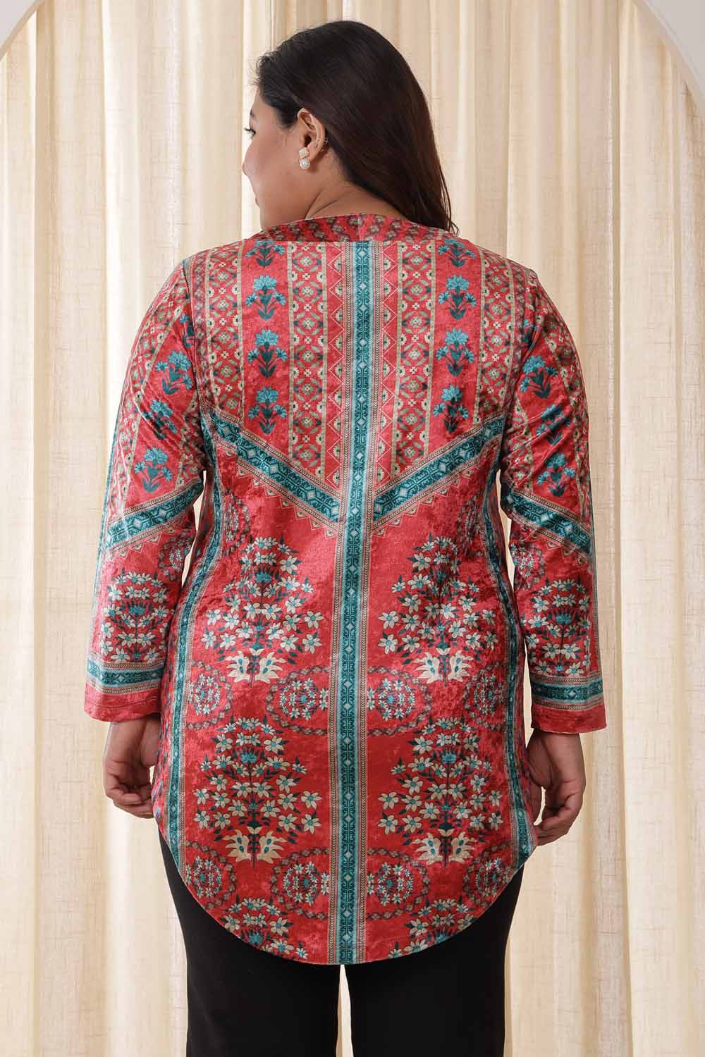 Plus Size Red Teal Velvet Top