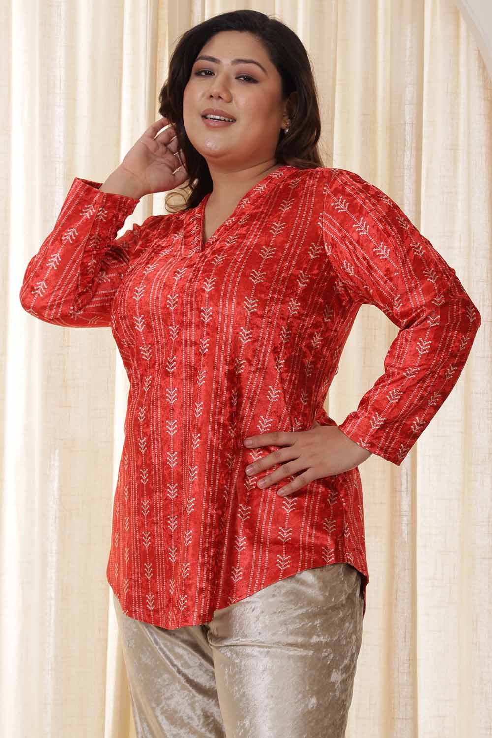 Plus Size Red Velvet Top