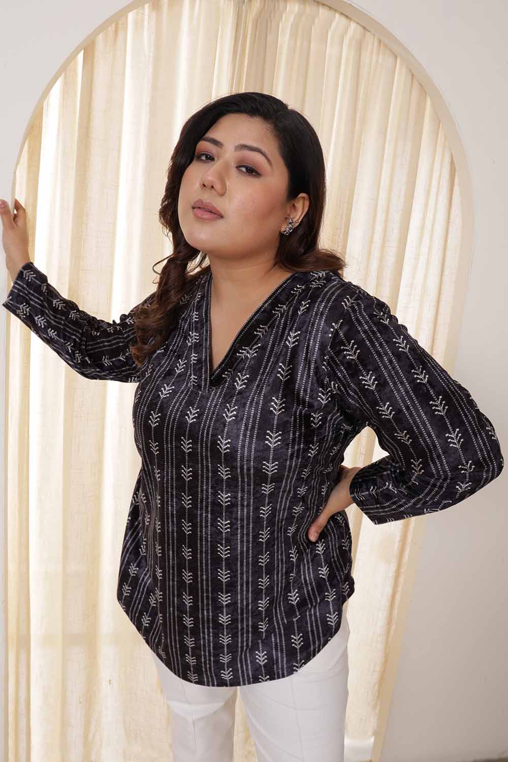 Plus Size Black Velvet Top