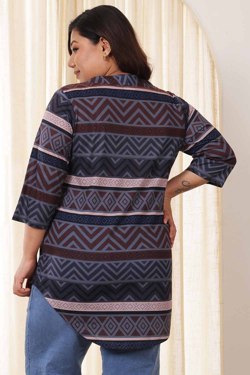 Plus Size Dark Geometric Top