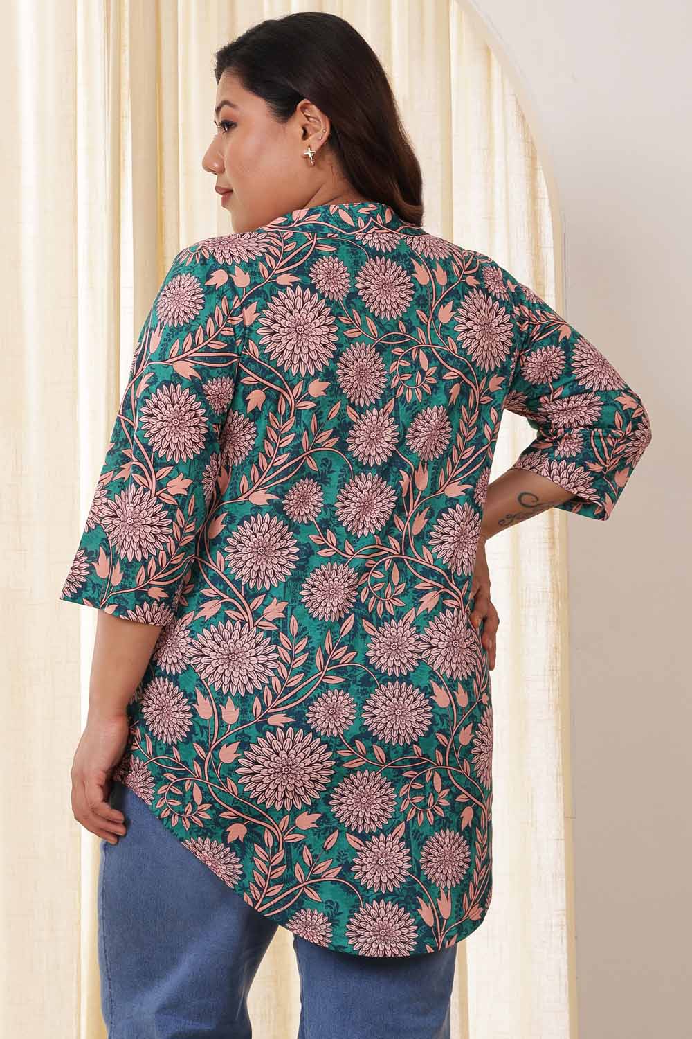 Plus Size Green Floral Top