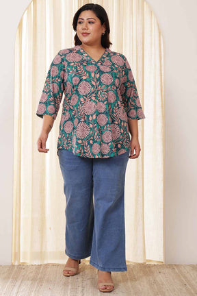 Plus Size Green Floral Top