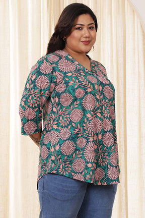 Plus Size Green Floral Top