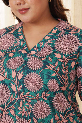 Plus Size Green Floral Top