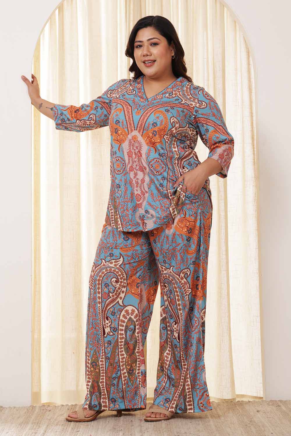 Plus Size Plus Size Multicolor Top Coord Set