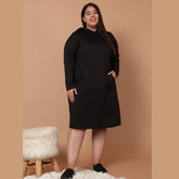 Plus Size Black Sweatshirt Hoodie Winter Dress