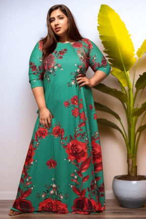 Ditsy Green Red Floral Dress