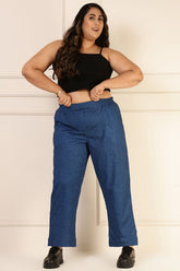 Plus Size Dark Blue Textured Pants