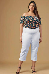 White Tummy Tucker Crop Pants