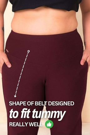 Wine Red Tummy Shaper Bell Bottom